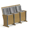 Three Connected Green Upholstered Leisure Chairs With Brown Wooden Frame Perforated Sides And Storage Baskets