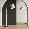 Modern Arc Floor Lamp With White Shade Metal Frame And Wooden Base