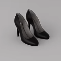 Stylish Black Leather High Heel Shoes With Slim Heel And Classic Design