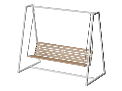 Wooden Swing Chair With Sturdy Metal Frame And Comfortable Slat Seat 3d model