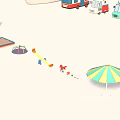 Cartoon City Scene With Tall Colorful Buildings Various Shaped Houses Football Field And Towers