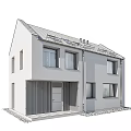 Detached Villa With White Exterior Dark Roof Solar Panels And Wooden Slatted Porch