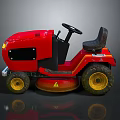 Person Operating Red Lawn Mower Cutting Lush Green Grass In Backyard