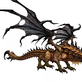 Mythical Dragon Game And Movie Character With Black Wings And Brown Scaly Body