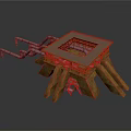 Industrial Mechanical Structure With Square Grid Top Support Legs And Metal Pipes