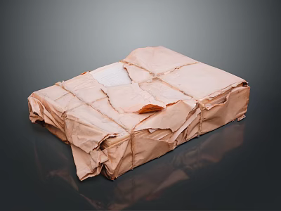 Packaged Household Items Wrapped In Brown Paper Tied With String For Home Storage Or Moving 3d model