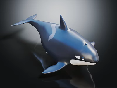 3D Shiny Blue Orca Model With Glossy Surface And Realistic Design 3d model