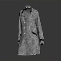 Fashionable Long Checkered Coat With Collar Black Trim And Button Details