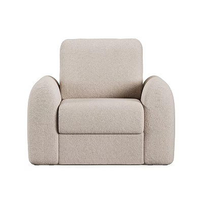 Beige Single Sofa Featuring Modern Minimalist Design Textured Velvet Upholstery And Armrests 3d model