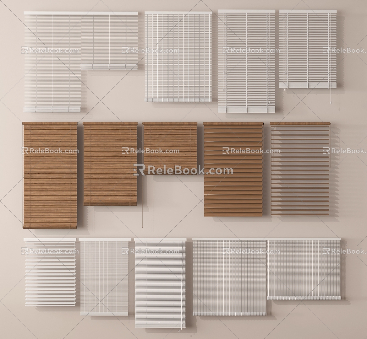 New Chinese-style venetian blinds roller blinds bamboo blinds 3d model