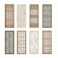Modern Decorative Room Dividers With Various Geometric Patterns And Wooden Frames 3d model