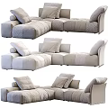 Modern Sectional Sofa with Soft Fabric Upholstery Multiple Plush Cushions and Modular Design 3d model