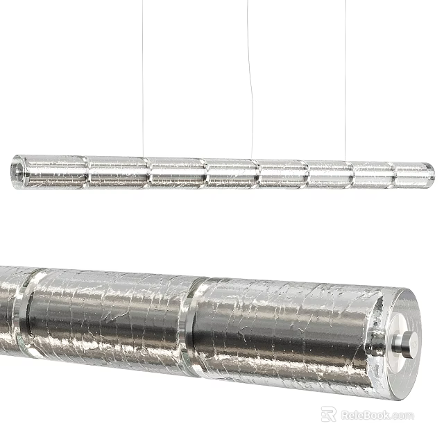 Modern Linear Silver Chandelier with Metallic Textured Finish Hanging Design for Contemporary Spaces 3d model 