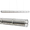 Modern Linear Silver Chandelier with Metallic Textured Finish Hanging Design for Contemporary Spaces