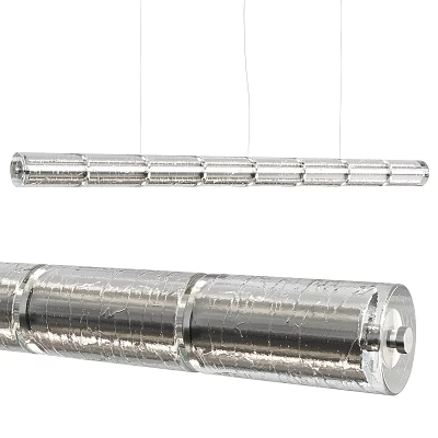 Modern Linear Silver Chandelier with Metallic Textured Finish Hanging Design for Contemporary Spaces 3d model