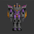 Robot Character With Purple Gray Armor Yellow Accents And Futuristic Mechanical Design