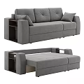 Gray Fabric Two Seater Sofa With Storage Armrests And Comfortable Cushions