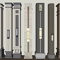 Decorative Columns with Traditional Modern Design Elements and Illuminated Details 3d model