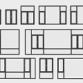 Various Rectangular Layout Designs Featuring Black And White Structural Sketches 3d model