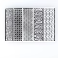 Black And White Decorative Room Dividers Featuring Five Geometric Lattice Patterns 3d model