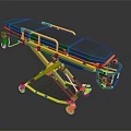 Medical Stretcher With Yellow Black Frame Adjustable Wheels And Ergonomic Structure