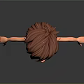 3D Cartoon Boy With Brown Short Hair And Blue Shorts Barefoot Arms Outstretched Dark Background