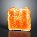 Golden Crispy Toast With Browned Surface On Black Reflective Background 3d model