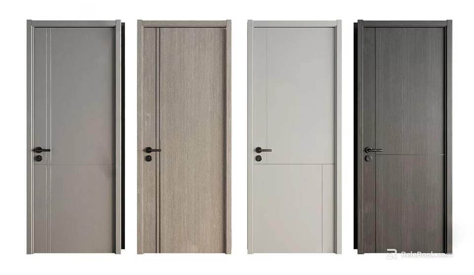 Contemporary Swing Doors In Various Colors And Modern Home Design Styles 3d model 