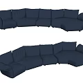 Blue Modular Sectional Sofa With Plush Upholstered Seating For Living Room 3d model