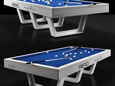 PERO Brand Modern Pool Table With Blue Felt Surface White Frame And Billiard Accessories 3d model