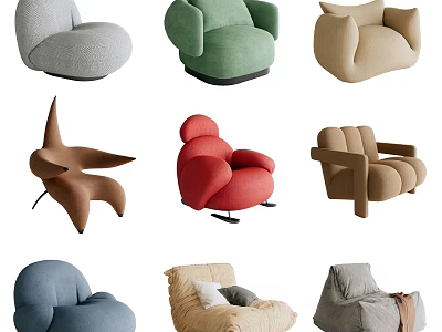 Modern Single Sofa Collection Featuring Various Colors Stylish Shapes and Comfortable Design 3d model