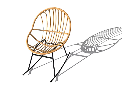 Modern Rattan Outdoor Rocking Chair With Black Metal Frame And Shadow 3d model