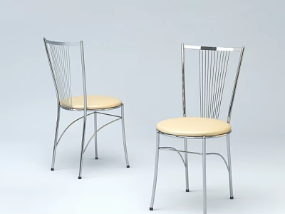 Sleek Office Chairs With Metal Frame And Beige Padded Seat Curved Backrest Design 3d model