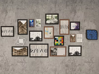 Photo Wall Decor With Multiple Frames Art And Interior Design Elements 3d model