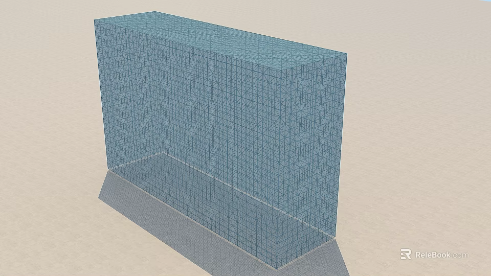 Blue Grid Mesh Building Component with Reinforced Structural Framework Design 3d model 
