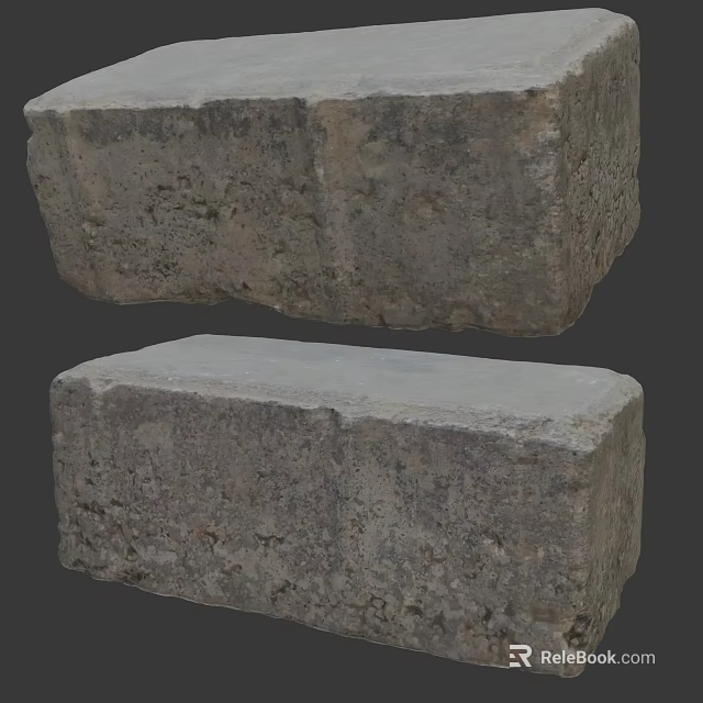 Natural Stone And Wood Decorative Blocks With Rough Surface For Interior Design 3d model 