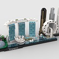 LEGO toy blocks Singapore city skyline construction scene 3d model