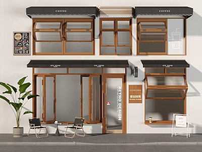 Folding Window Coffee Shop Canopy Coffee Shop Door Head 3d model