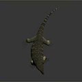 Reptile Lizard With Spotted Body Open Mouth And Long Tail On Gray Background