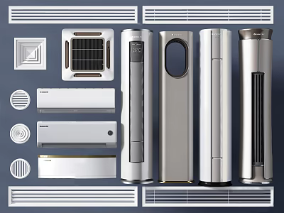 Modern Air Conditioner Fans With Various Styles For Home Cooling And Ventilation 3d model