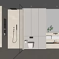 Modern Bathroom Interior Design With Glass Shower White Cabinets And Vanity