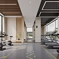 Modern Fitness Gym Interior With Treadmills Exercise Bikes And Natural Light
