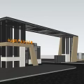 Modern gate entrance gate gate building gate factory entrance 3d model