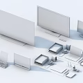 Various Modern Computer Devices Including Monitors Laptops Tablets And Accessories 3d model
