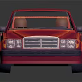 Red Vintage Sedan With White Wheels Brown Interior And Rear Spoiler