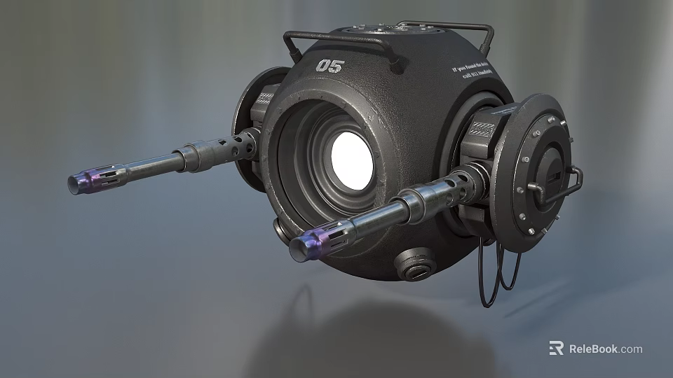 Black Industrial Device With Lens Metal Brackets And Connection Ports 3d model 