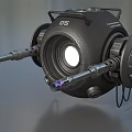 Black Industrial Device With Lens Metal Brackets And Connection Ports