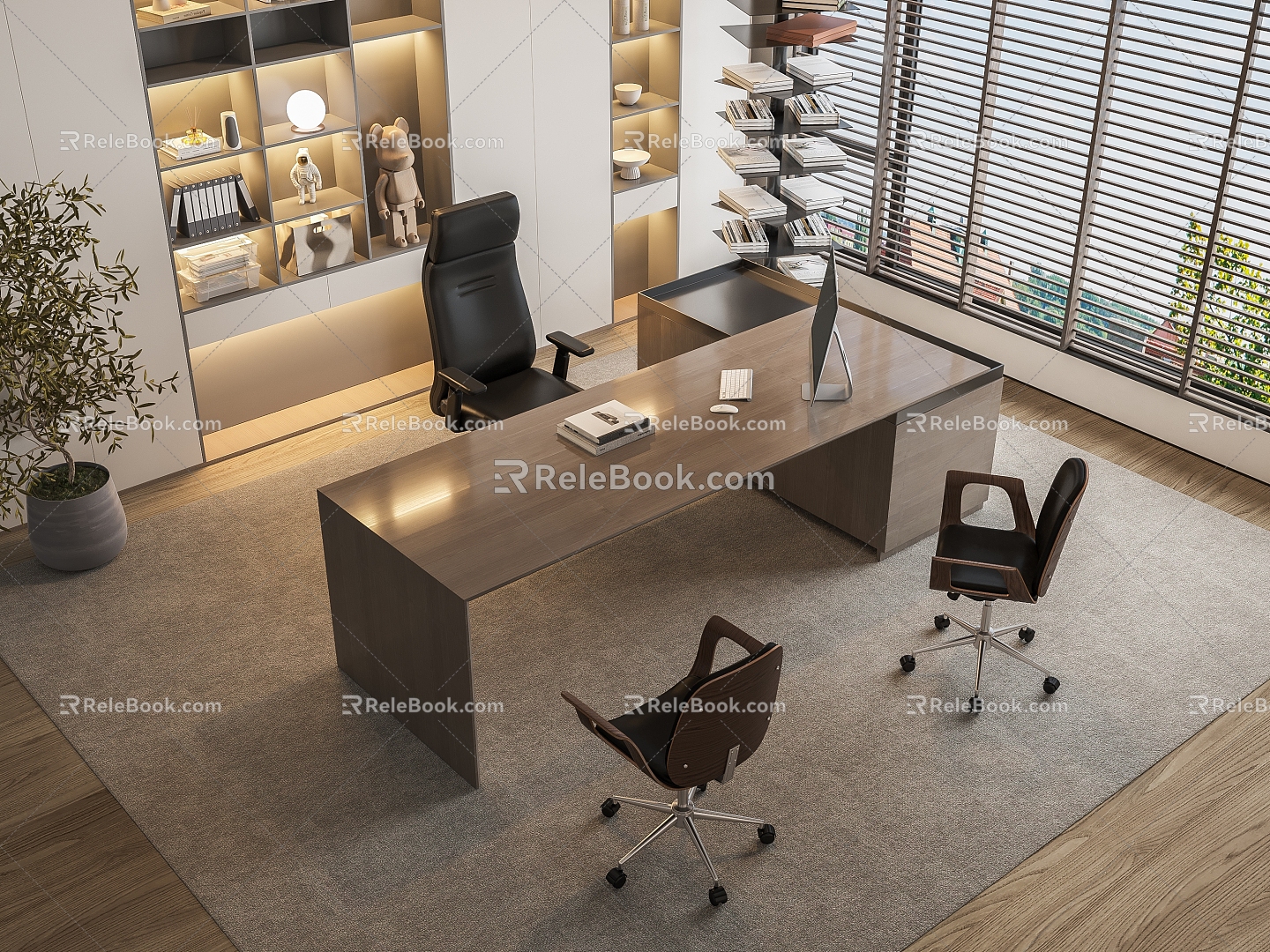 Manager office desk office desk and chair combination 3d model