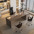 Manager office desk office desk and chair combination 3d model