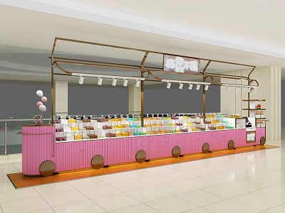 Shopping Mall Candy Store With Pink Counter And Colorful Candy Displays 3d model